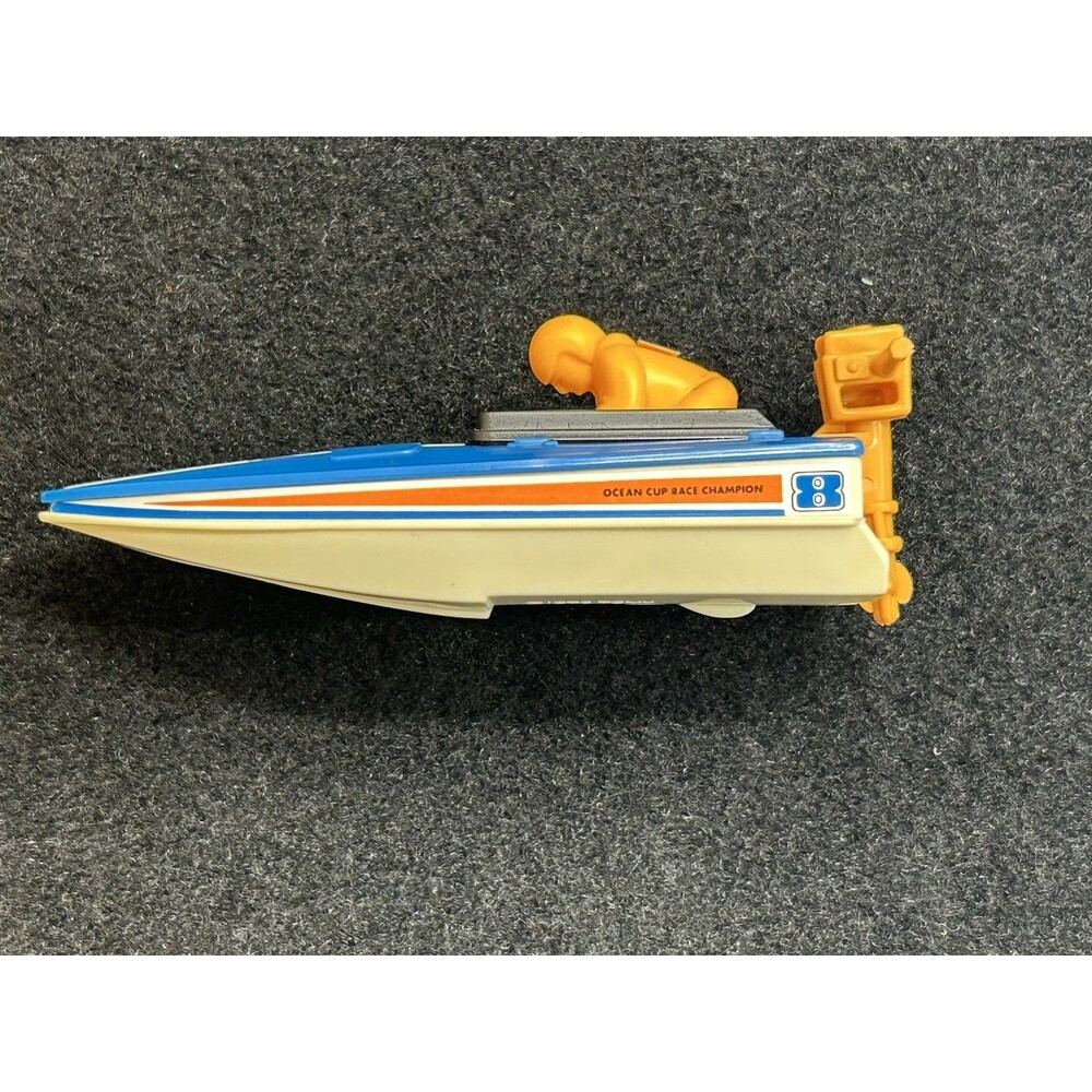 Vintage 1978 Tomy Speed Boat Blue/White Ocean Cup Racing Champion #8 Decals B-5